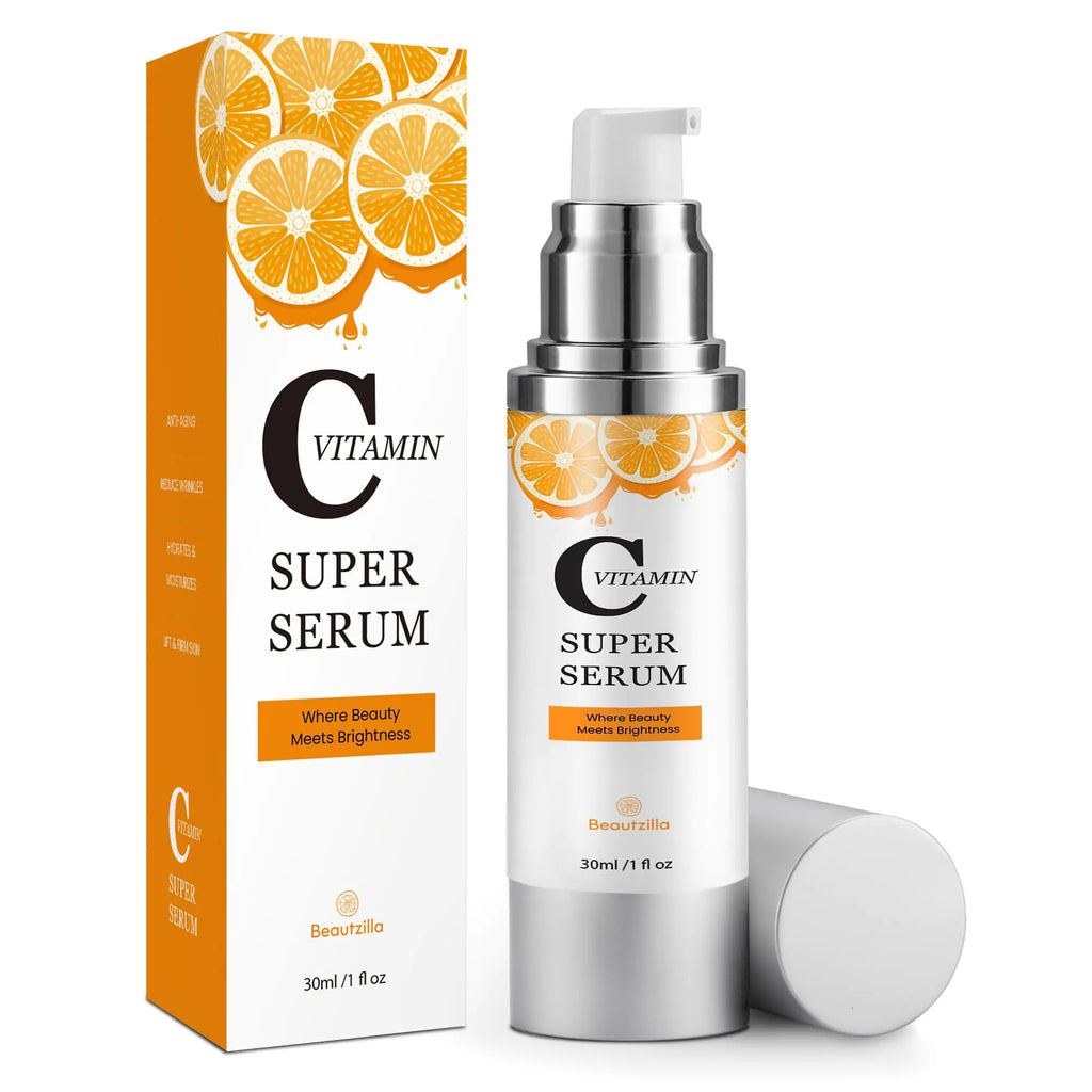 Super Vitamin C Serum for Face with Hyaluronic Acid and Vitamin E - Age-Defying Serum for Dark Spots Fine Lines Wrinkles for Women Over 50 Penetrating For Mature Skin All-in-One Formula - 1 fl oz