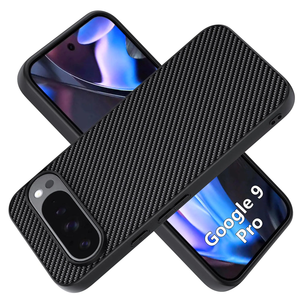 Suttkue for Google Pixel 9/9 Pro Casehigh qualitPC Material Carbon Fiber，Scratch ResistantFlexibleFull ProtectionAnti-Skid-Black Fiber Slim- Carbon Fiber case