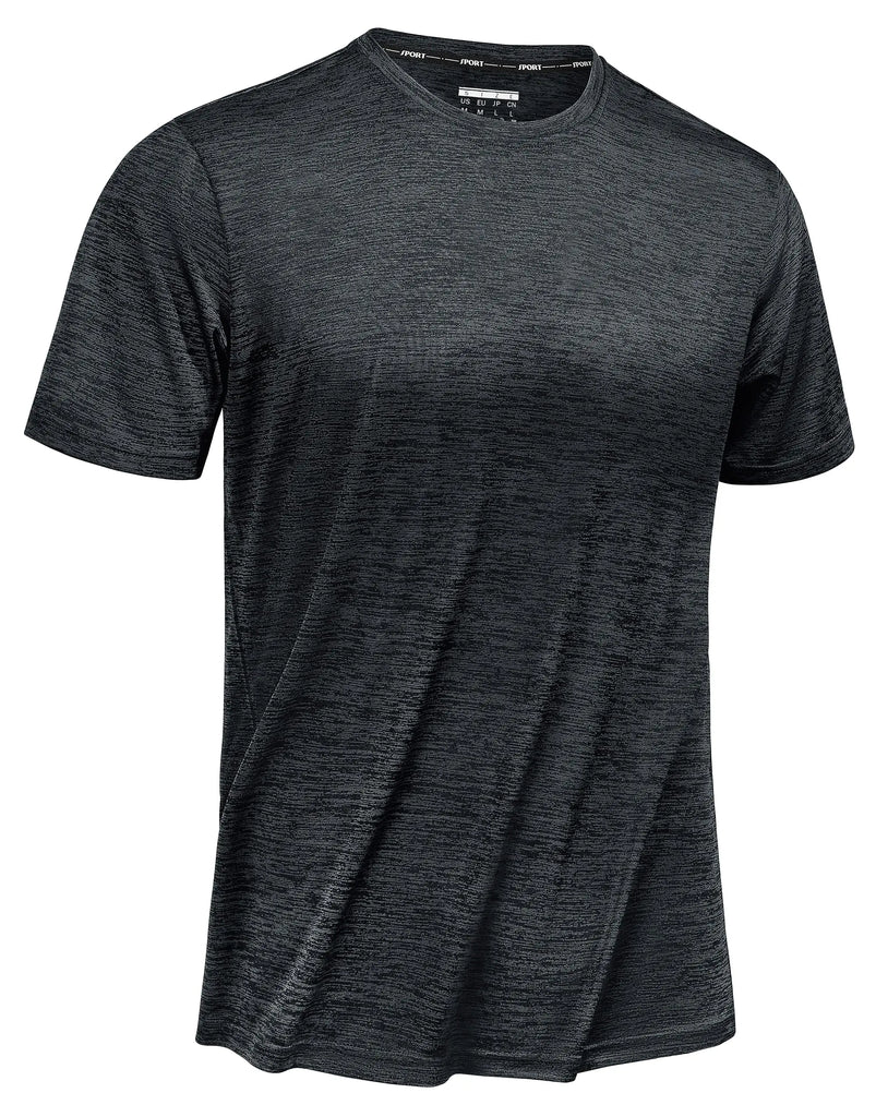 TACVASEN Tee Shirts for Men Athletic Shirt Jogging Shirt Workout Shirts Fitness T Shirts for Men Quick Dry Tee Shirt Crew Neck Black Muscle Shirts