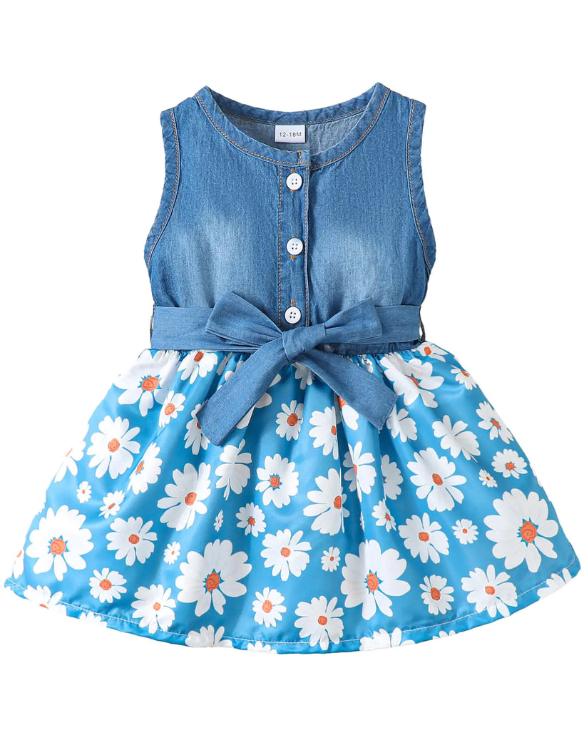 3T Girl Clothes Toddler Girl Short Sleeve Summer Dress 4T Girl Outfit Ruffle Denim Daisy Dress Summer Clothes Cute Dresses for Girls 3 4 Year Old - My Store