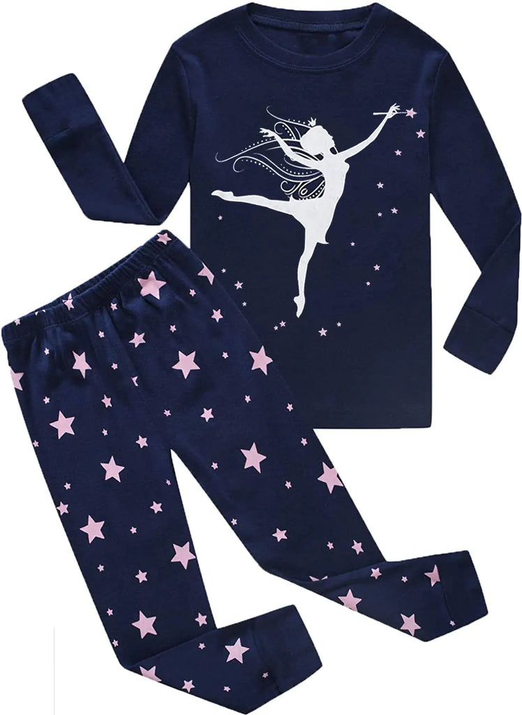 Little Hand Toddler Girls Glow in The Dark Fairy Pajama Sets 2-Piece Long Sleeve Cotton Jammies for 3T - My Store