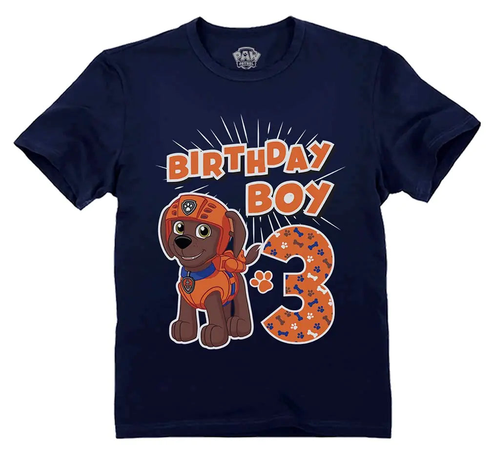 Zuma 3rd Birthday Boy Shirt Gifts for 3 Year Olds Paw Patrol Toddler Kids T-Shirt 3T Navy - My Store