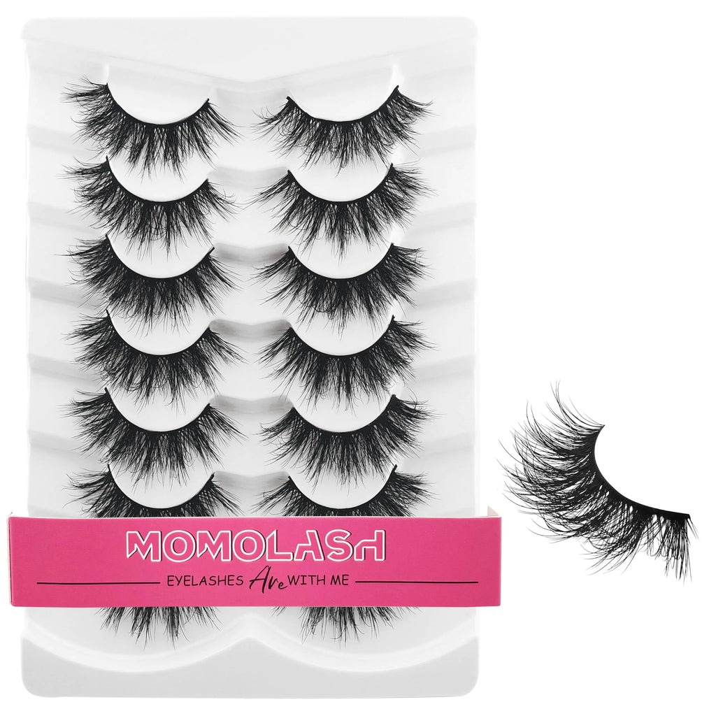 Eyelashes Wispy Faux Mink Lashes Fluffy Eye Lashes 7 Pairs Natural Look 8D Volume 16mm Fake Eyelashes Pack False Eyelashes Natural Look by MOMOLASH - My Store