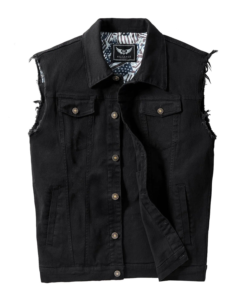 Heihuohua Casual Stretchy Denim Vest for Men Classic Trucker Sleeveless Jean Jacket (Small Pink)