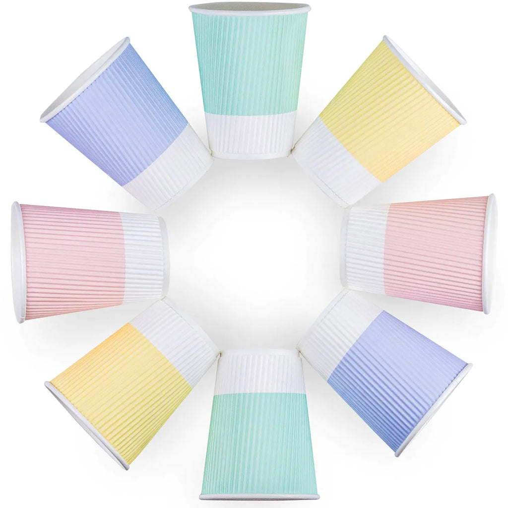 Glowcoast Disposable Coffee Cups With Lids - 12 oz To Go Coffee Cup With Lid (80 Set). Durable Togo Travel Paper Hot Cups Insulated For Hot and Cold Beverage Drinks No Sleeves Needed (Assorted)