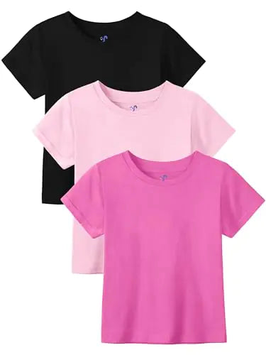 YERIOK 3 Pack Toddler Girls Shirts Kids Short Sleeve Shirts Toddler Girls Tops Tees T Shirts Baby Girls Summer T-Shirt Cotton - My Store
