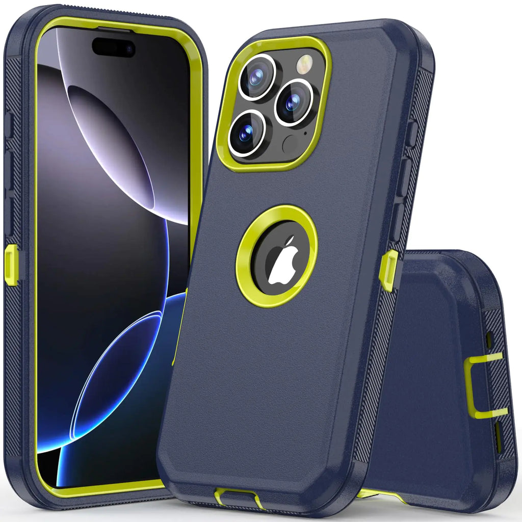 COOYA for iPhone 16 Pro Case Full Body Drop Protection Rugged Case Shockproof 3-Layer Heavy Duty Hybrid Non-Slip Rubber Phone Cover Front Bumper Armor Hard Shell for iPhone 16 Pro 5G 6.3 inch NavyBlue