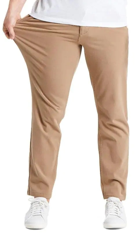 Mugsy Belmonts Men’s Chino Pants - Classic Fit Ultra-Stretch Khaki Tan Chinos for Men - Ultra-Flexible & Comfortable Pants for Men - True to Size