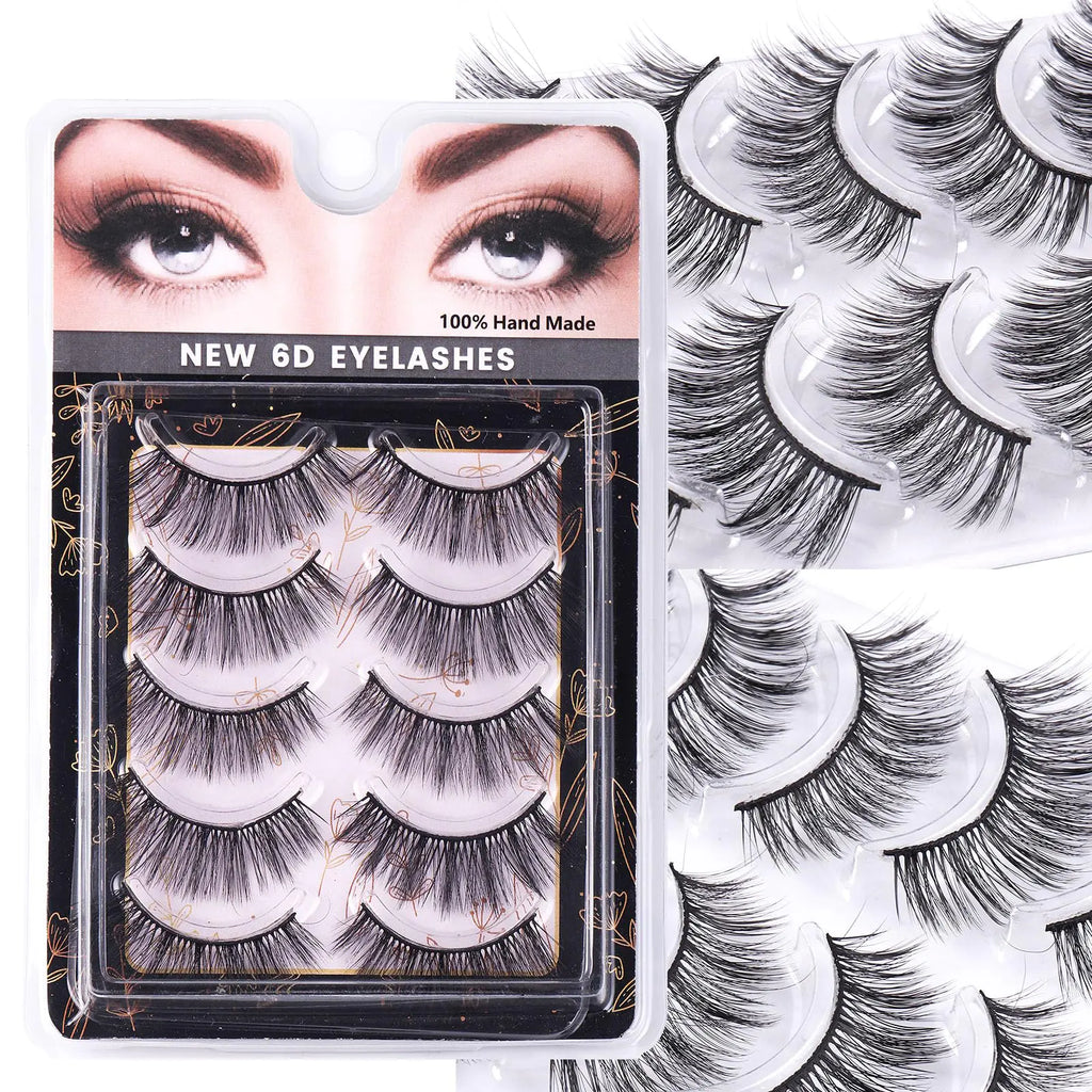 SeiBes Self-adhesive Eyelashes Reusable Self Adhesive Eyelashes - 5 Pairs Natural Fluffy False Eyelashes - Soft and Natural Look Lashes Gift for Beginners - Easy put on6d08