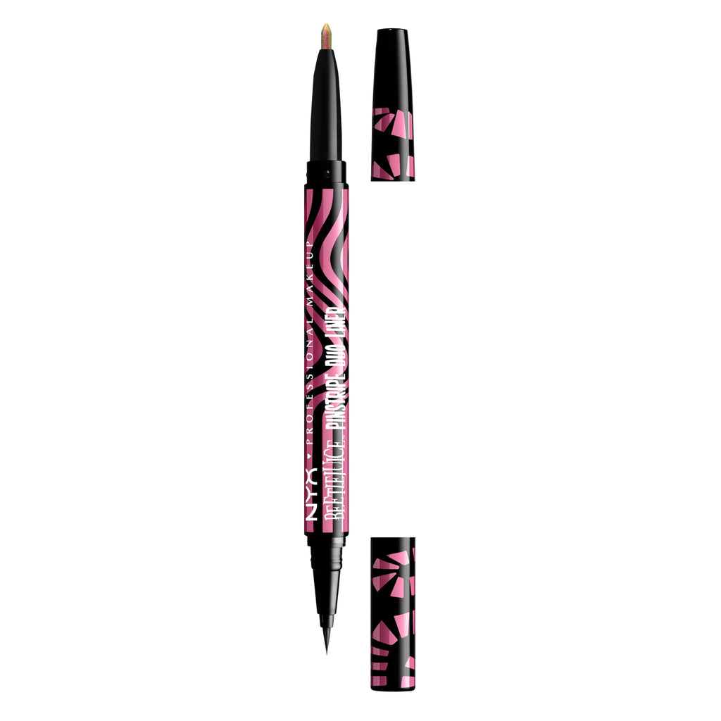NYX PROFESSIONAL MAKEUP BEETLEJUICE Pinstripe Duo Eye Liner Dual-Ended Black Liquid Eyeliner + Green Chrome Eyeliner
