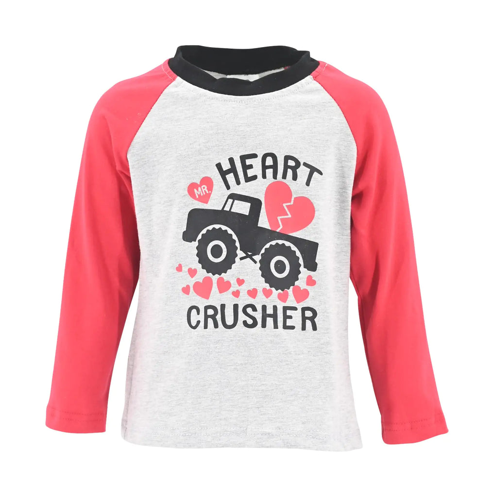 Unique Baby Boys Valentines Day Heart Crusher Raglan T Shirt (4Y Red) - My Store