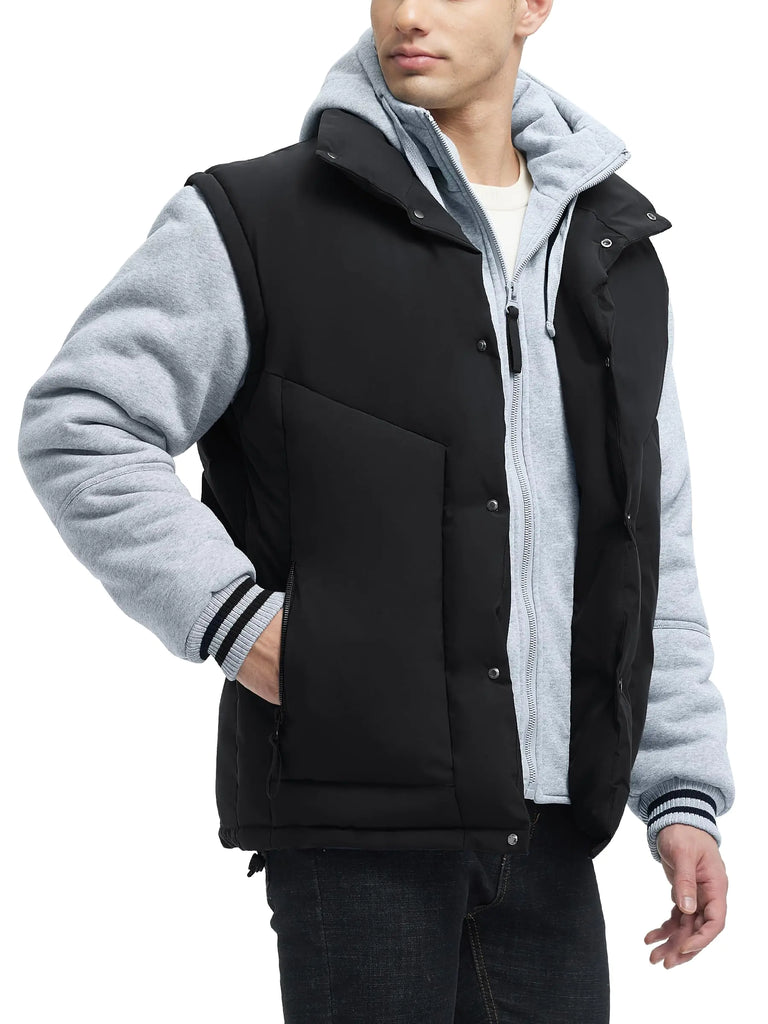 JAWERU Winter Coats For Men Winter Jackets Water Resistant Warm Thicken Insulated Hooded Windproof Coat 7195-Black/Grey-M - My Store