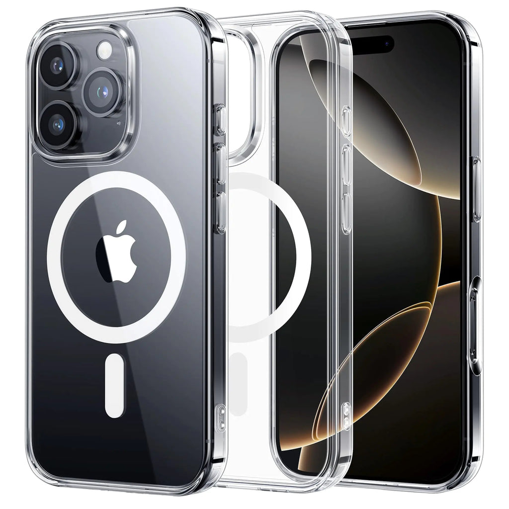 LIFCIUSO Magnetic Case for iPhone 16 Pro [Compatible with MagSafe] Transparent Anti-Yellowing Anti-Fingerprint Shockproof Soft Silicone Bumper Case for Christmas Stocking Filler