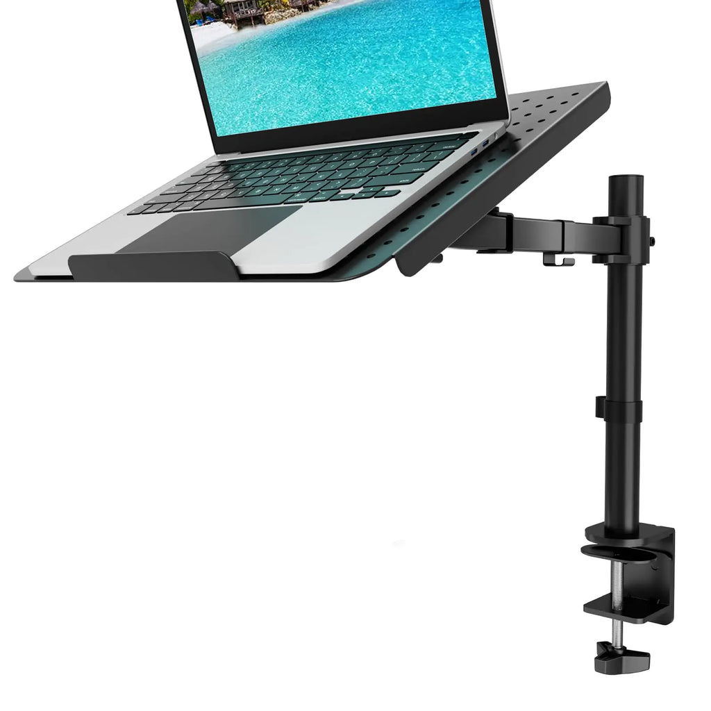 WALI Laptop Tray Desk Mount for 1 Laptop Notebook up to 17 inch Fully Adjustable 22 lbs Capacity with Vented Cooling Platform Stand (M00LP)