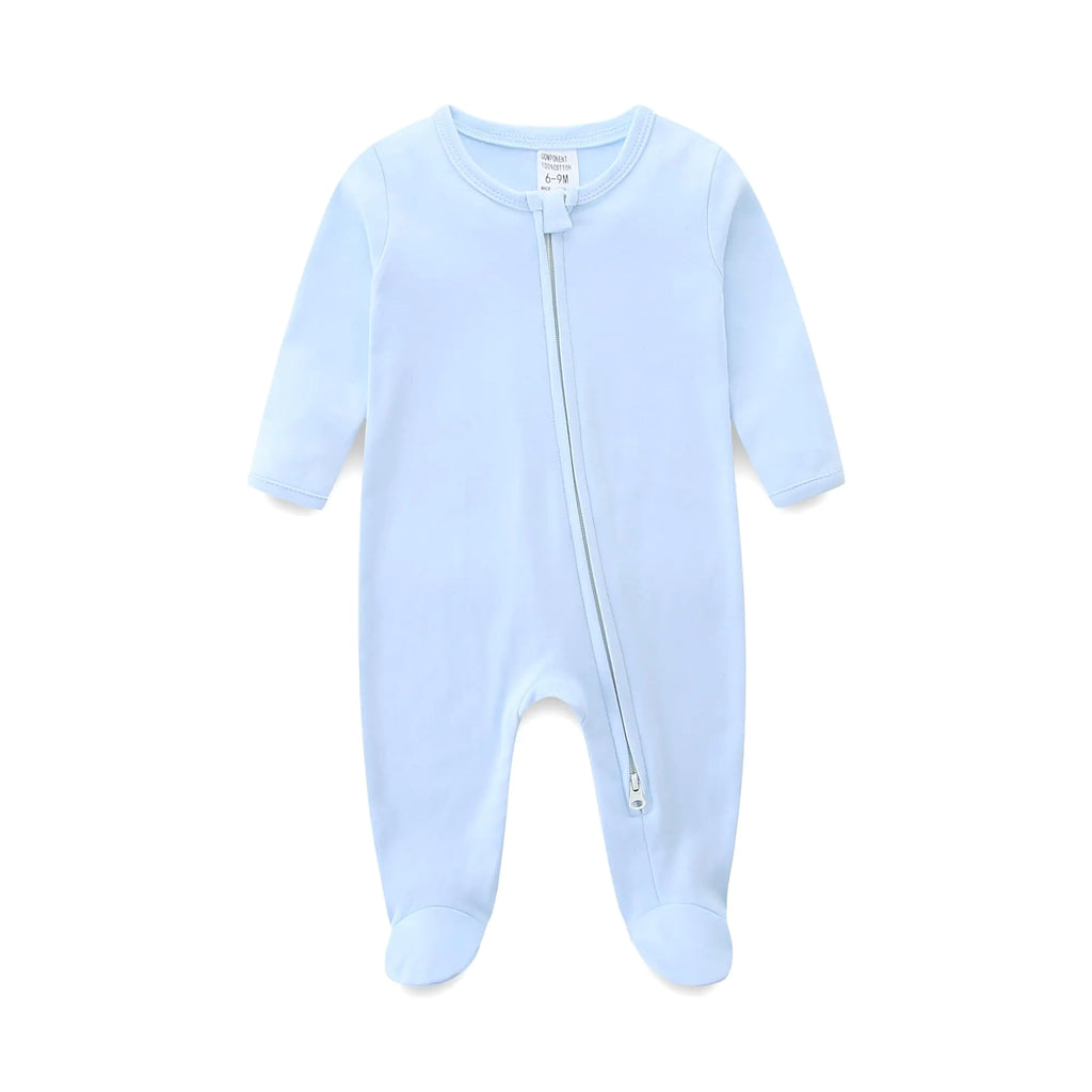 Baby Boys Girls Romper 100% Organic Cotton Newborn Preemie 6-9 Months Onesies Long Sleeve Double Zipper Outfits Baby Clothes Footies - My Store