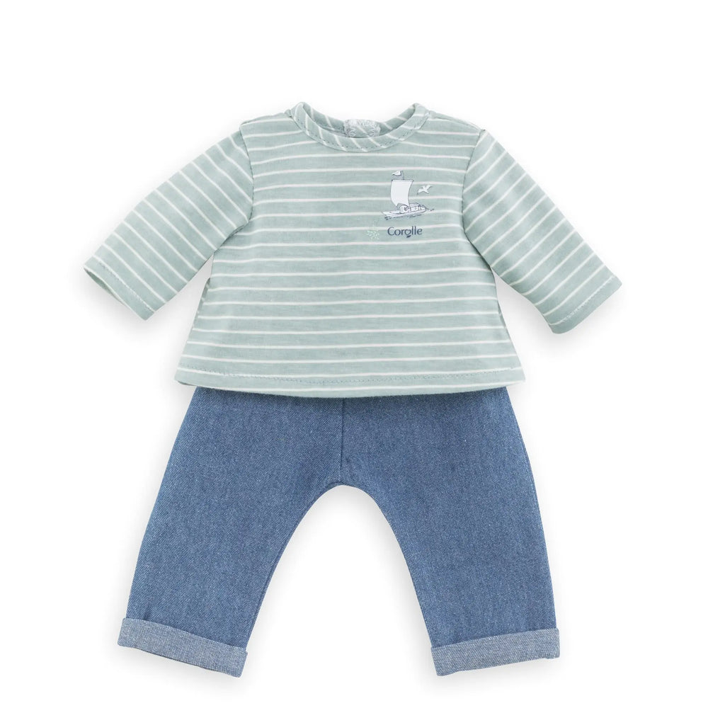 Corolle 12” Baby Doll Outfit - Loire Riverside Pants & Striped T-Shirt - Mon Premier Poupon Clothing and Accessories fit 12" Dolls for Kids Ages 18 Months and up - My Store