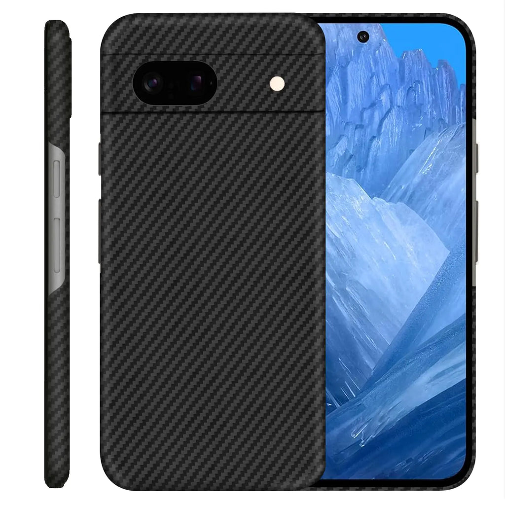 kaisenkec Slim Carbon Fiber Case Compatible with Google Pixel 8a Thin Light Aramid Fiber Pixel 8a Protective Cover for Men and Women Wireless Charging Support Black/Grey (Twill)