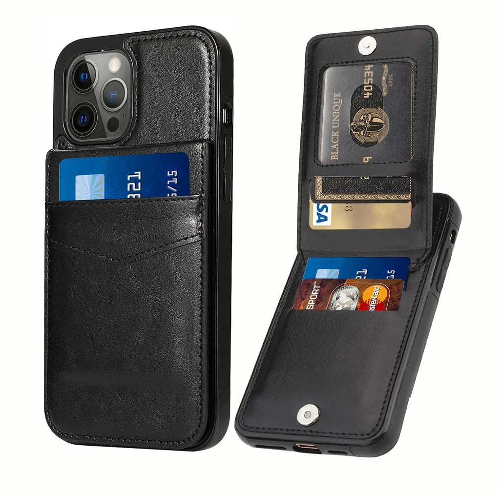 Seabaras Leather Wallet Case for iPhone 15 Pro Wallet Case with Credit Card Holder Case for iPhone 15 Pro Case 6.1 inch (Black)