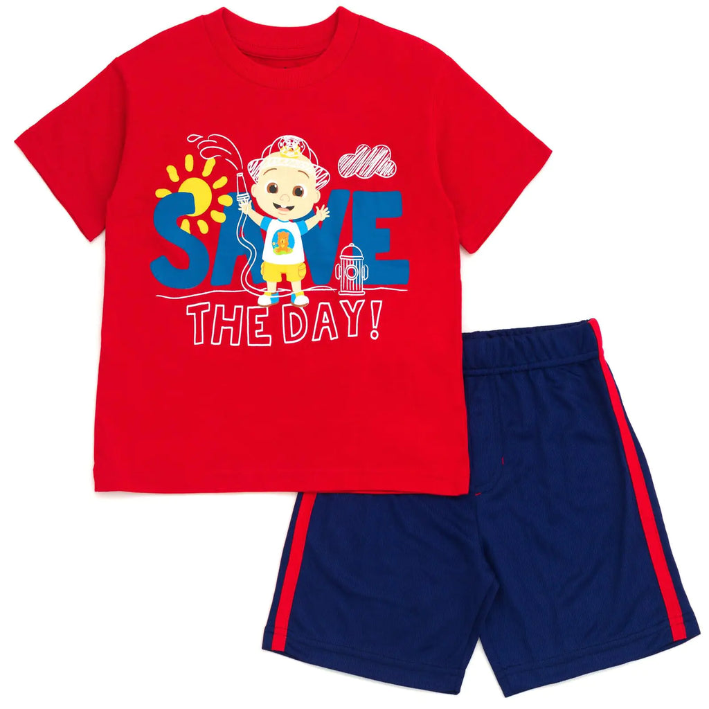 CoComelon JJ Toddler Boys T-Shirt and Mesh Shorts Outfit Set Red/Blue 4T - My Store