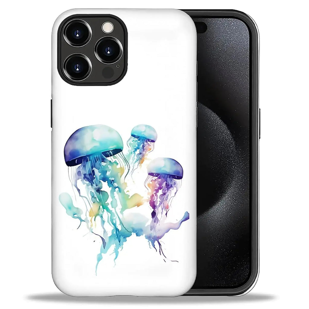 yicomon Compatible with iPhone 16 Pro Case Watercolor Jellyfish Pattern Print Phone Case Durable Fashion Funny Liquid Silicone Case Soft Anti-Scratch Shockproof Protective Cover
