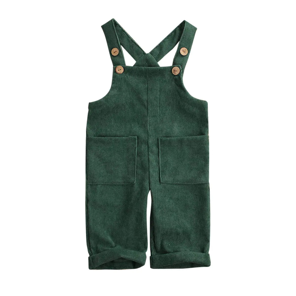 Toddler Baby Boy Girls Solid Overalls Romper Jumpsuit Suspender Bib Pants One-Piece Outift Clothes (Green Corduroy Overall 6-12 Months)