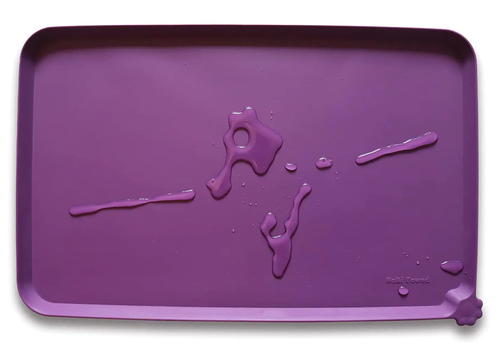 Hoki Found Silicone Pet Food Mats Tray - Non Slip Pet Dog Cat Bowl Mats Placemat - FDA Grade Dog Pet Cat Feeding Mat - Waterproof Dog Cat Food Mats -Pet Water Mats for CarpetEggplant Purple