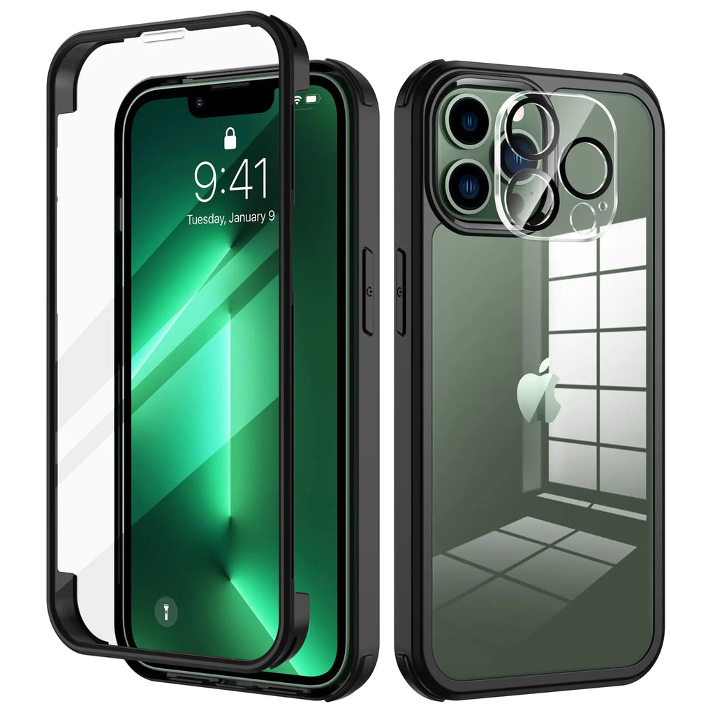 seacosmo for iPhone 13 Pro Case with Built-in Tempered Glass Screen Protector & Camera Lens Protector Anti-Scratch/Full Protection/Wireless Charging Ultra Slim phone case for iphone 13 pro 6.1 Inch