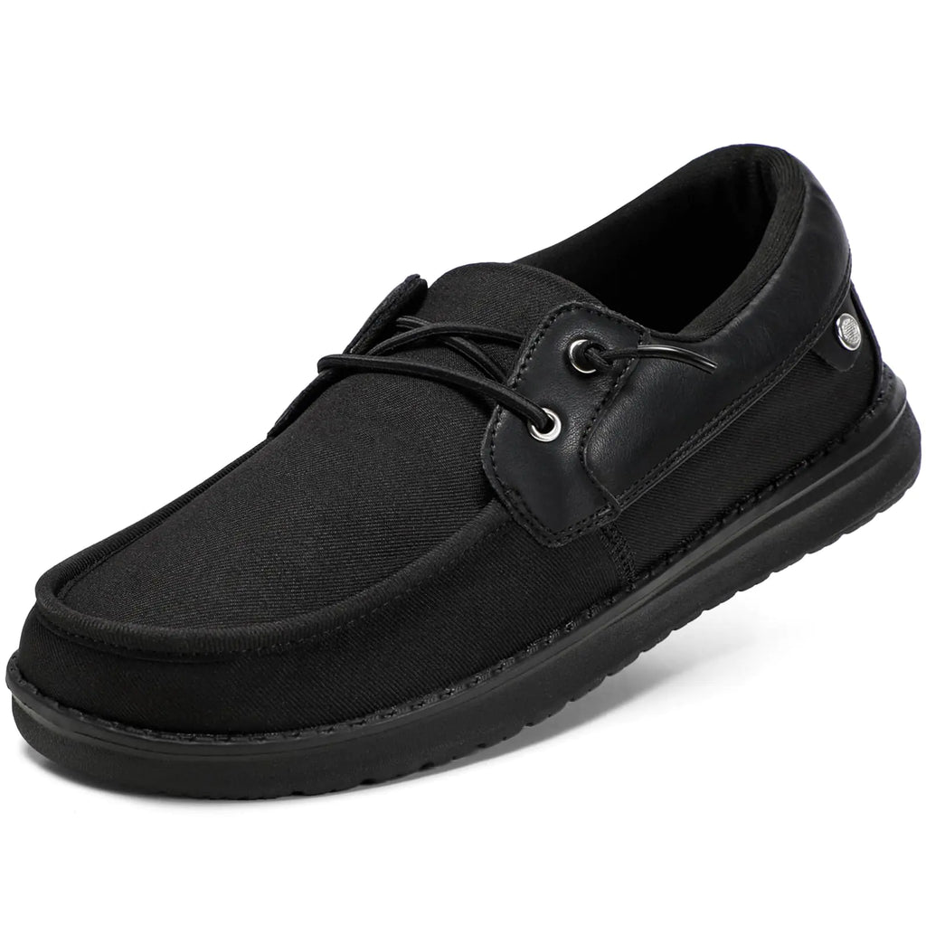 STQ Slip on Shoes for Men Boat Shoes Casual Dress Shoes Arch Support Lightweight Loafers Orthopedic Sneakers for Plantar Fasciitis All Black Size 12