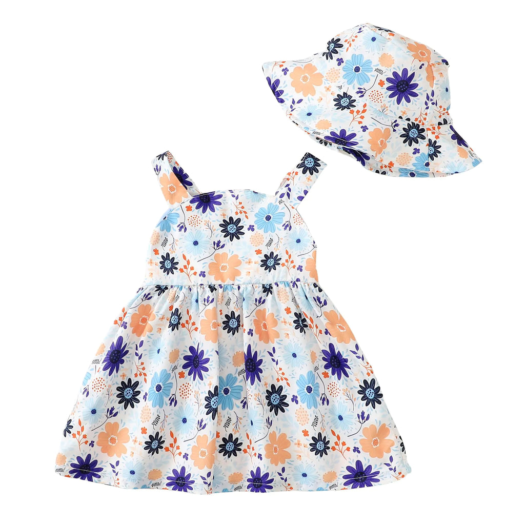 Baby Girl Clothes Summer Blue Dress Infant Boho Short Sleeve Dresses Floral Baby Outfit Baby Girl Gifts 3-6 Month Girl Clothes - My Store