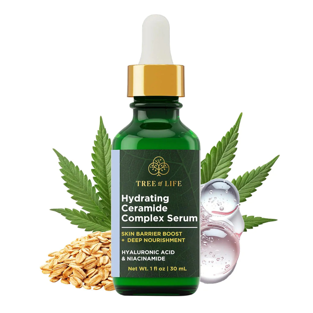 Tree of Life Beauty Ceramide Serum Complex - Skin Barrier Serum with Hemp Seed Oil - Nourishing Barrier Serum with Hyaluronic Acid Niacinamide and Colloidal Oatmeal - Hydrating Serum for Face 1 Fl Oz