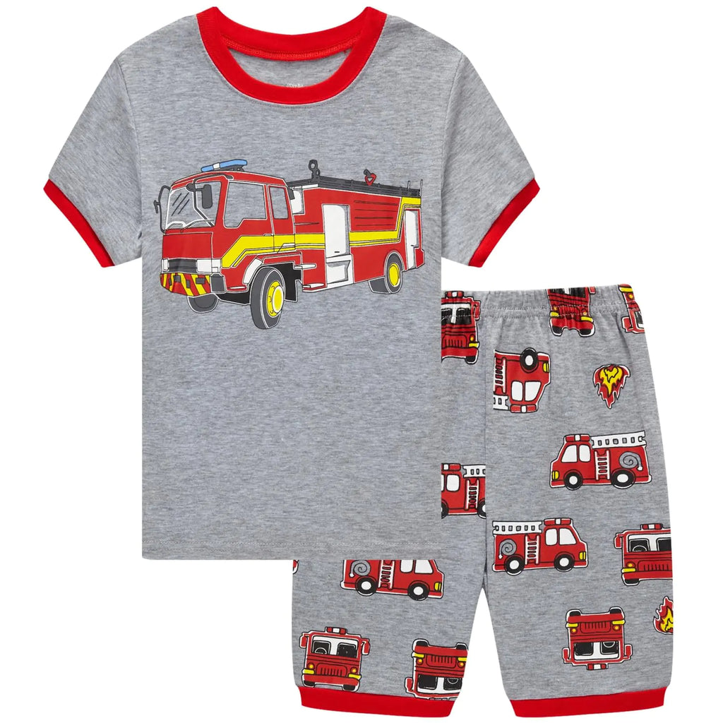 Akyzic Boys Pajama Sets Fire Truck Pajamas 100% Cotton Toddler 2 Piece Sleepwear Short Sleeve Pjs Kids Summer Clothes Set 10T - My Store