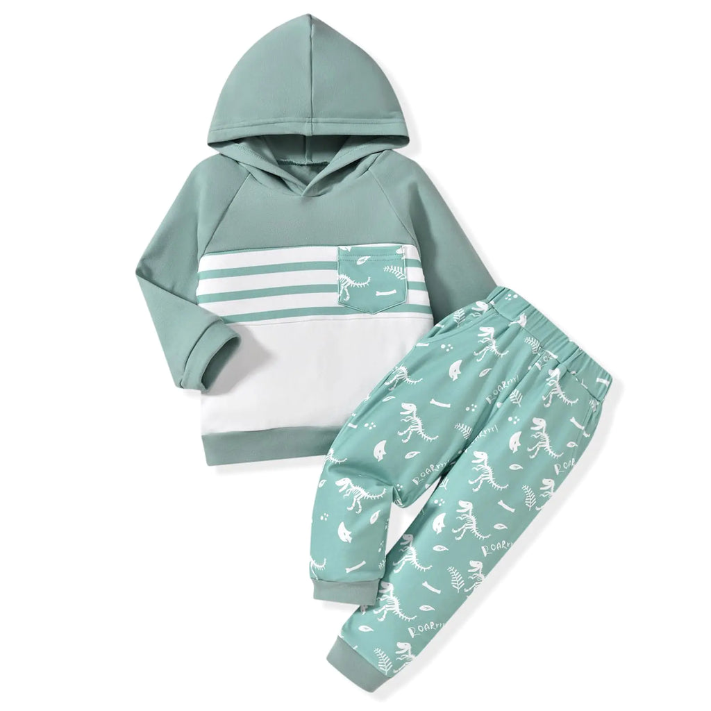 HINTINA 4T Toddler Little Boy Dinosaur Sweatsuit Outfits Long Sleeve Dino Hoodie Hooded Sweatshirt Tracksuit Sweatpants Two Piece Fall Winter Clothes Clothing Set 4-5T Years - My Store