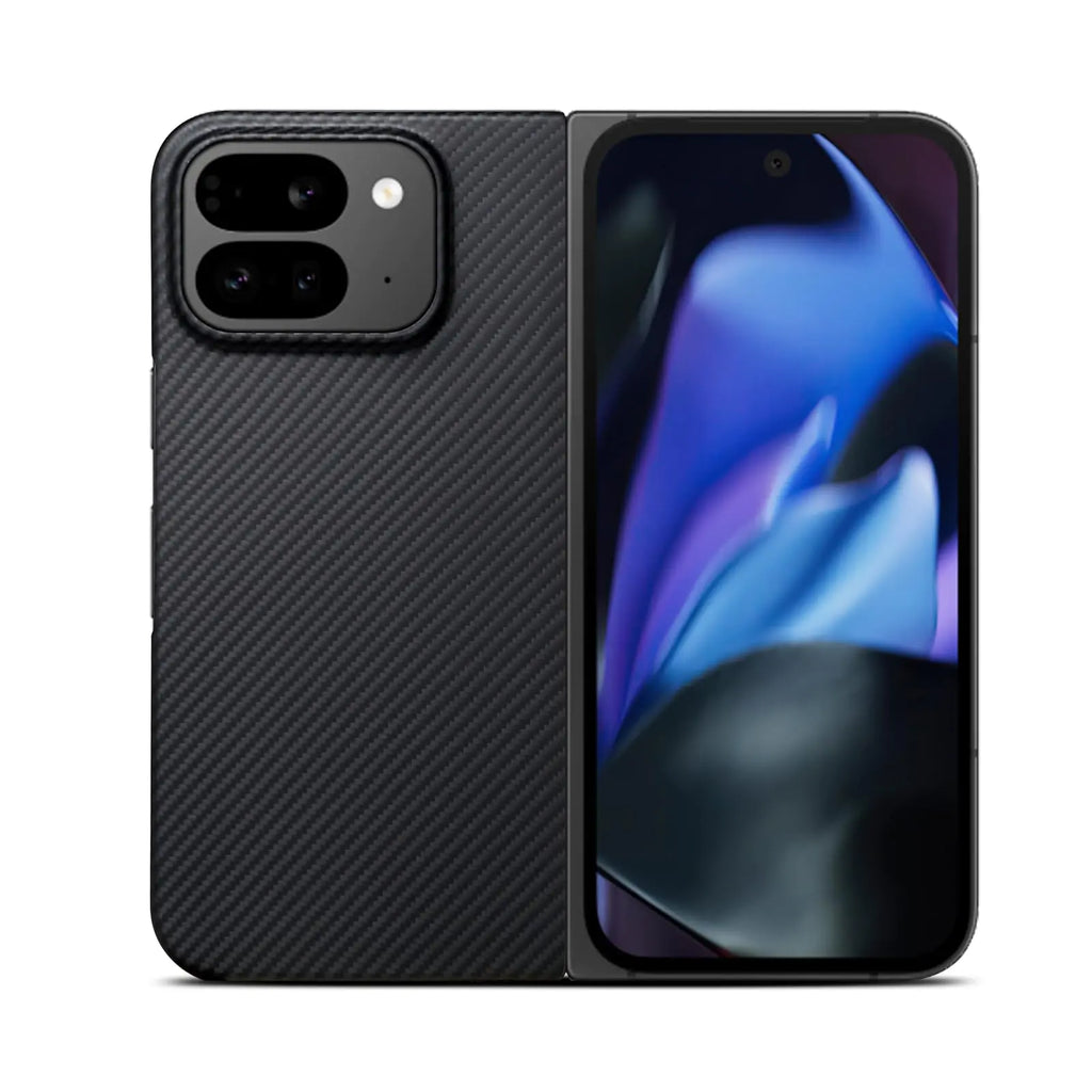 GIMENOHIG Thin Lightweight 600D Aramid Carbon Fiber Back Cover Case for Google Pixel 9 Pro Fold Black