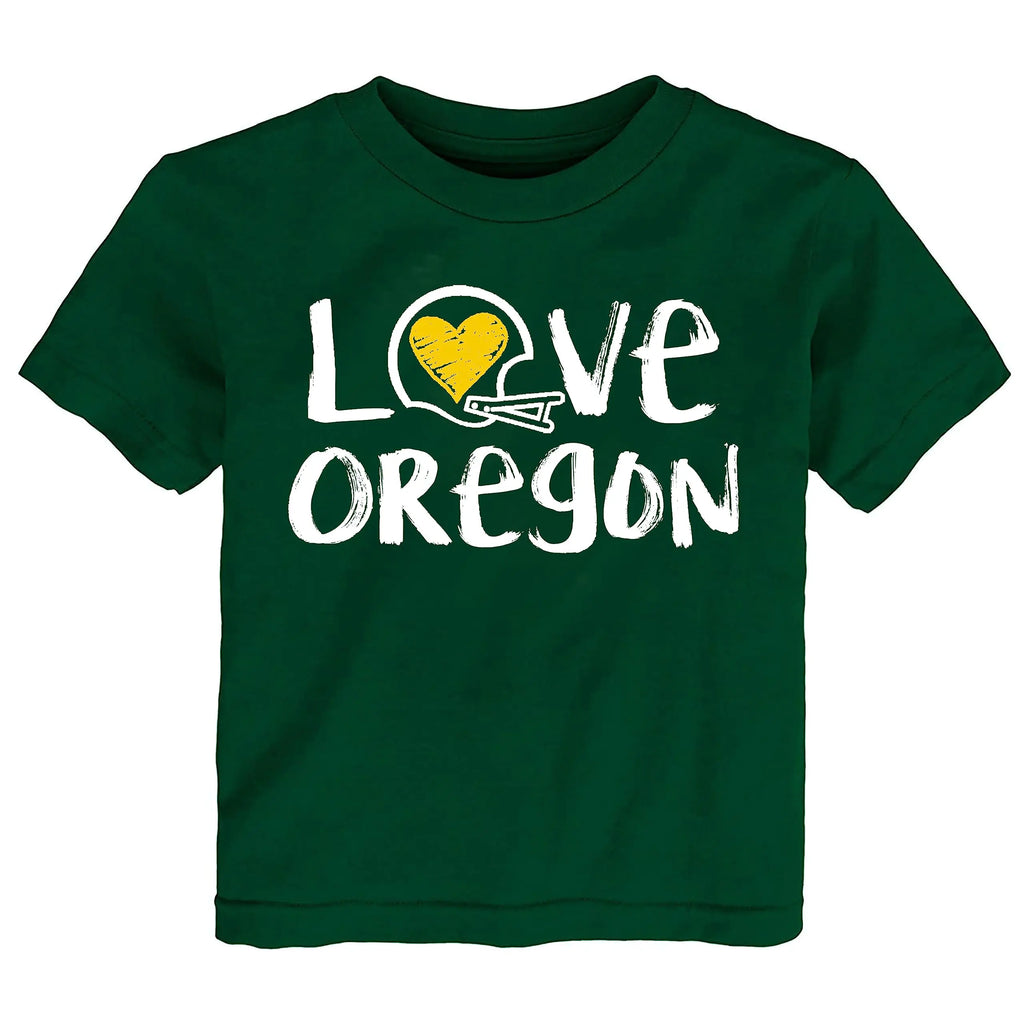 Future Tailgater Loves Football Baby/Toddler Chalk Art T-Shirt for Oregon Fans Green - My Store