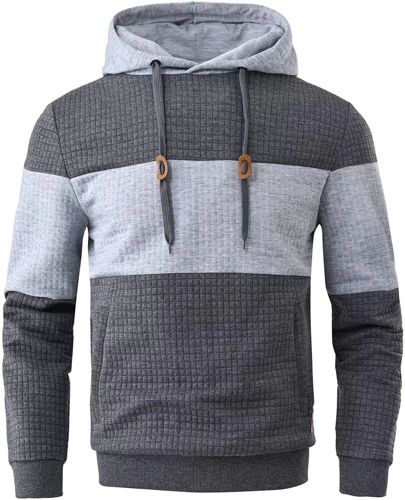 Tyhengta Mens Hoodies with Zipper Pockets Casual Drawstring Hooded Pullover Sweatshirts Grey Medium