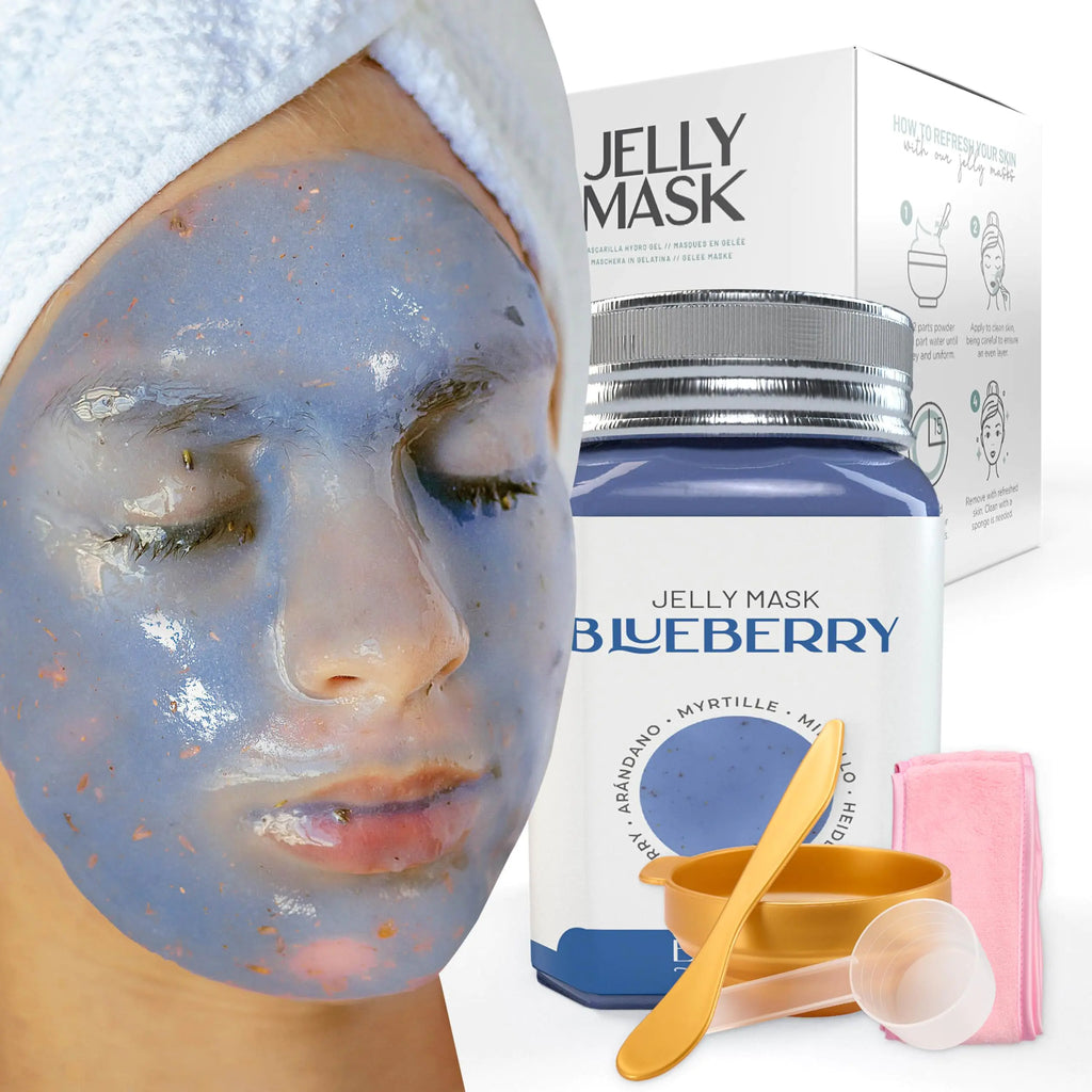 BRÜUN Jelly Mask Jar Blueberry Burst Peel-Off Face Care Rubber Mask - A 23 fl oz Skin Care Moisturizing Gel Mask Jar Spa Set for Men Women and Adults on Formal Gatherings and Events