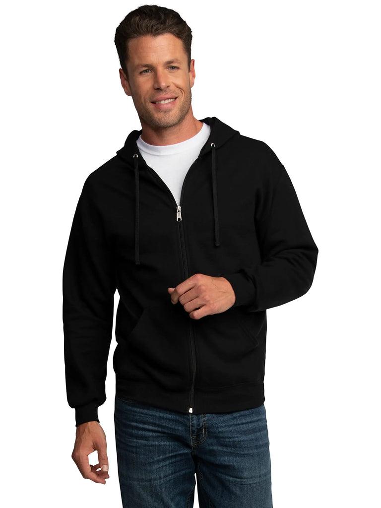 Fruit of the Loom Mens Eversoft Fleece Sweatshirts & Hoodies Full Zip-Black X-Large
