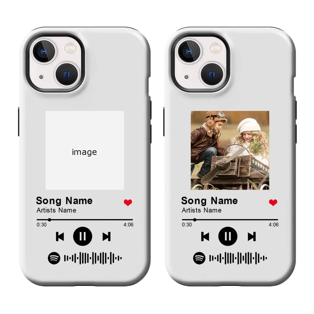 Klsify Custom Case for iPhone 14 Spotify Code Photo Personalized Customizable Music Player Song Plaque Picture Customize Design Dual Layer Defense Shockproof Soft Hard Glossy Cover Shell