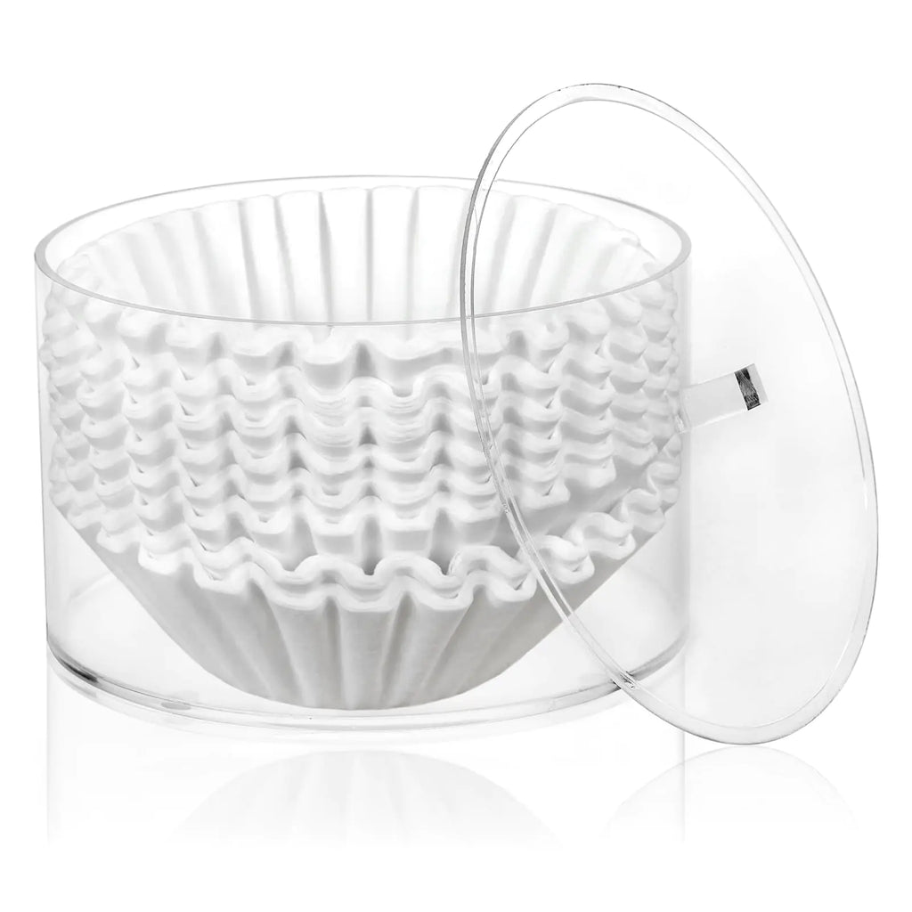 Peohud Coffee Filter Holder Acrylic Coffee Pod Holder with Lid Reusable Coffee Filter Storage Container Stylish Coffee Filter Dispenser for Coffee Bar Kitchen Countertop