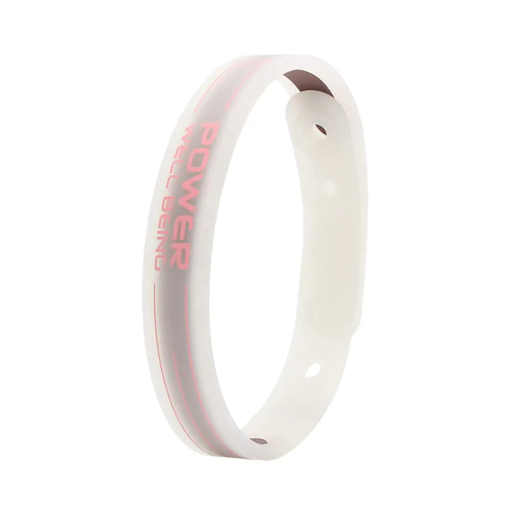 Power Ionics Balance Bracelets for Men/Women Adjustable Silicone Bracelets in Transparent/Pink 9.45 inch 5-Hole Fits 6-9 inch Wrist