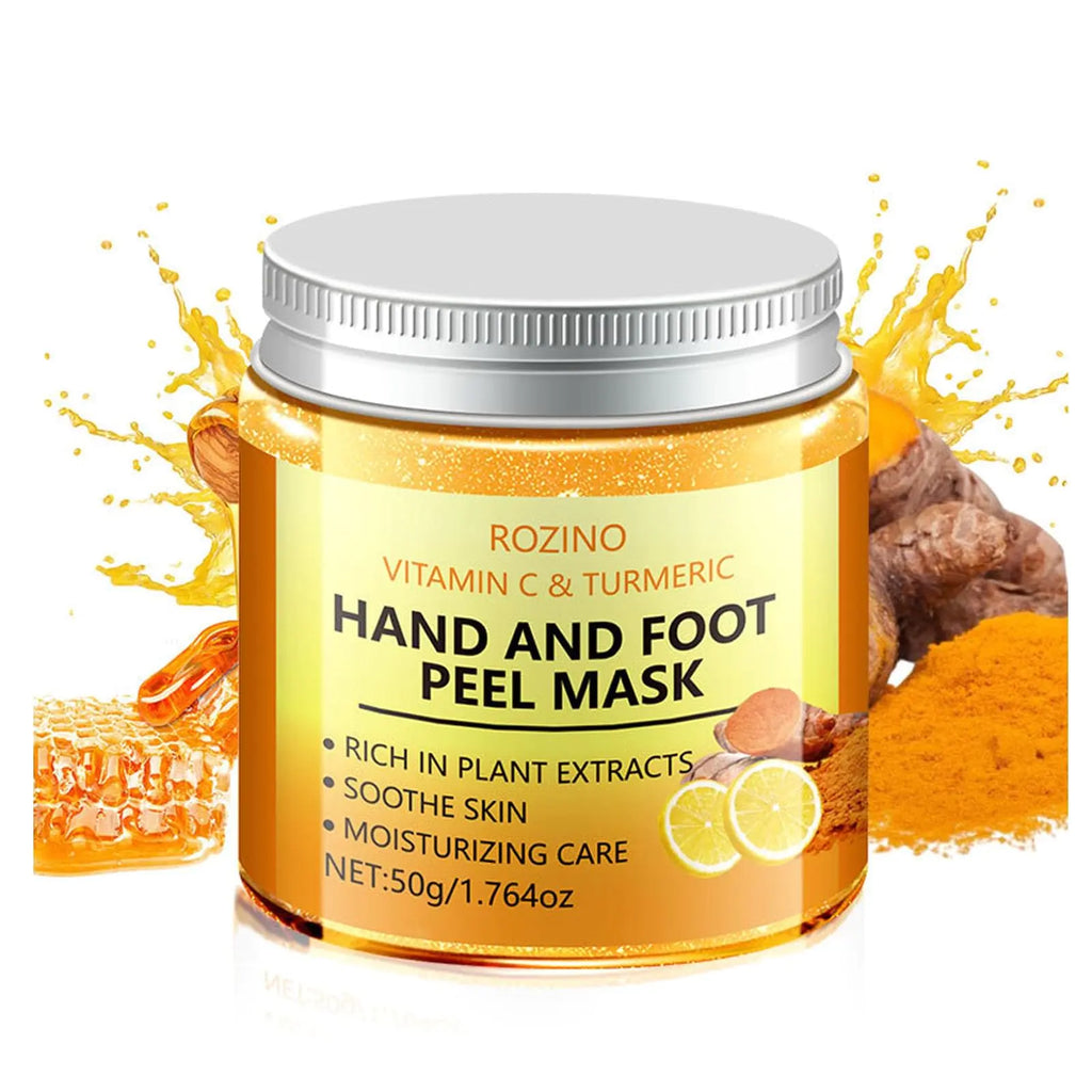 Vitamin C & Turmeric Hand and Foot Peel Mask Hydrating Peel Off Hand Wax Mask Nourishing Exfoliating Repair Dry Rough Cracked Skin Hands Care Exfoliating Hand Peeling Mask for Men & Women