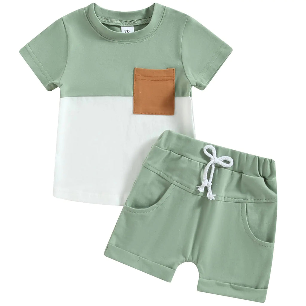 Mubineo Baby Boy Summer Clothes T Shirt Shorts Outfits Short Sleeve Tee Tops Shorts Set (Ib Green White 18-24 Months) - My Store