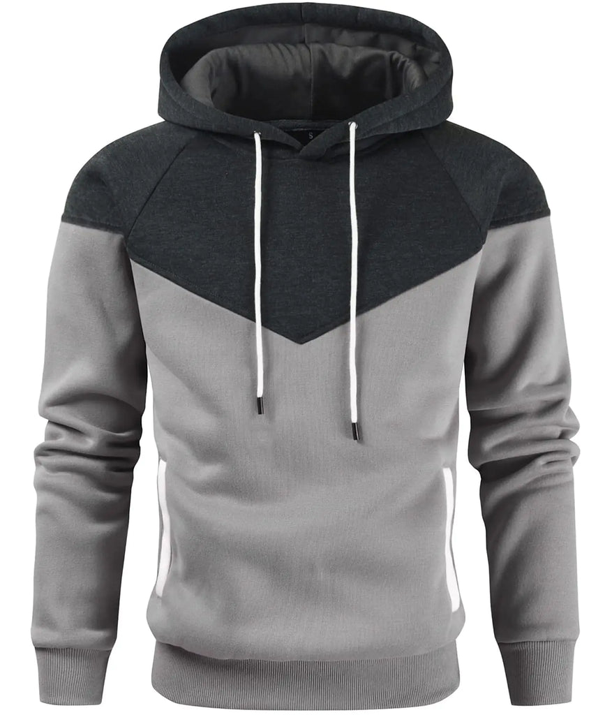 Niceif Mens Midweight Fleece Pullover Hoodies Casual Color Block Hooded Sweatshirt with Pockets DimGray LightGray L