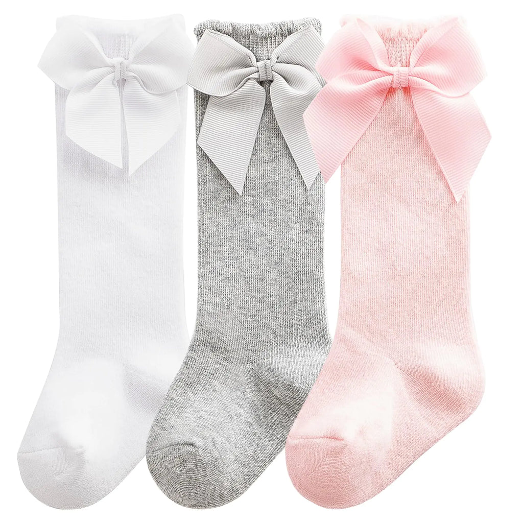 Socks for baby girls - Knee-high cotton blend with lace trim
