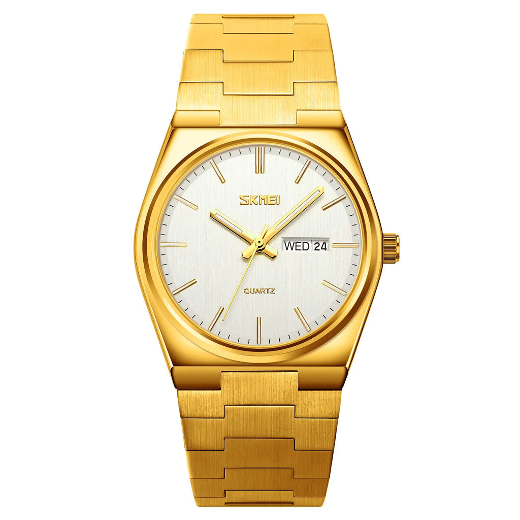 Men Luxury Gold Chinese Dragon Carved Dial Diamond Quartz Watch Casual Waterproof Sport Stainless Steel Wristwatch (T GOLDSILVER)
