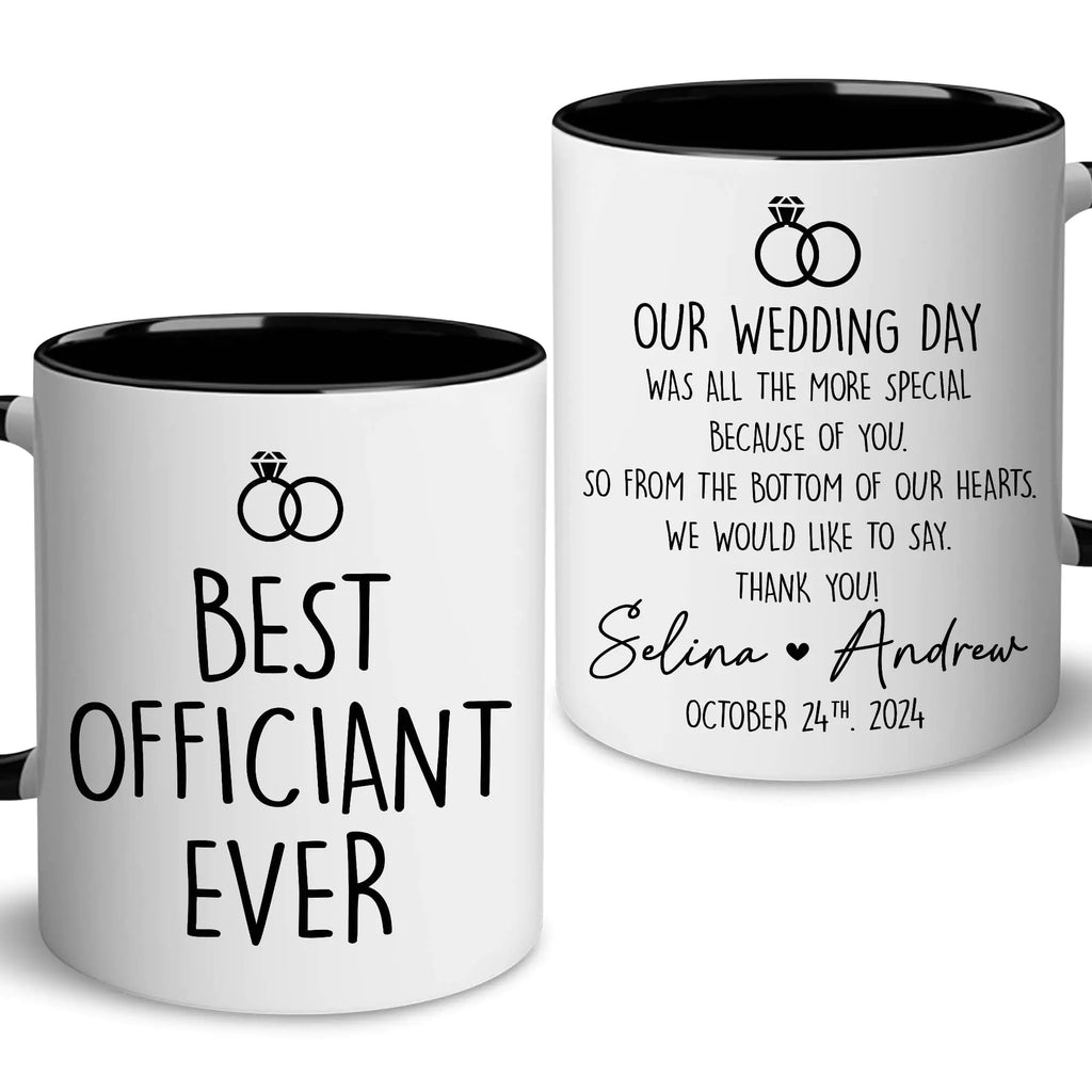 BSQUIELE Personalized Best Officiant Ever Coffee Mug - Gifts For Her Him - Custom Mug Gift For Wedding - Officiant Mug - Wedding Officiant Gifts For Couple - Coffee Mug Gifts From Bride And Groom