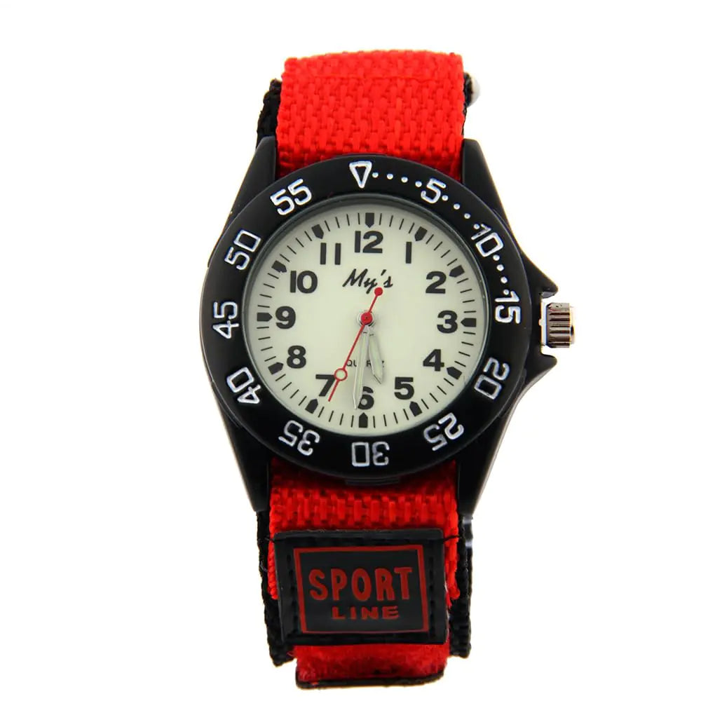 ele ELEOPTION Sport Watch for Men Women Analog Quartz Watch Luminous Military Nylon Strap Hook Loop Wrist Watch Unisex for Teenagers Students (Red Large)