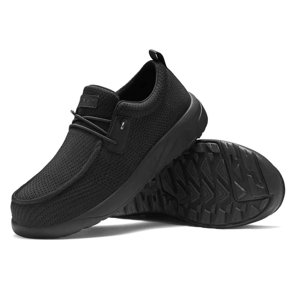 NINGO Steel Toe Shoes for Men Women Work Shoes Indestructible Slip on Safety Shoes Comfortable Lightweight Steel Toe Sneakers Loafers Oil & Slip Resistant Construction Shoes with EH Size 10 Black