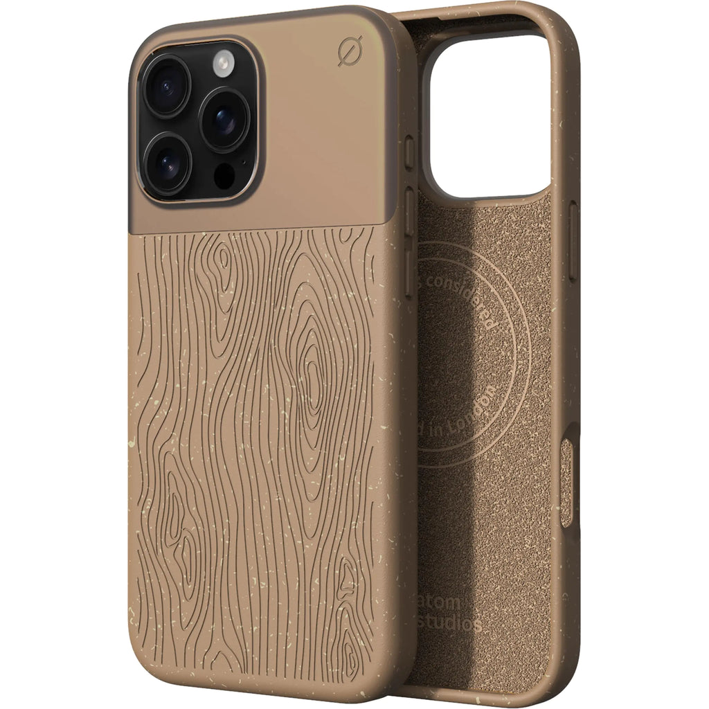Atom Studios for iPhone 16 Pro Max Case Magnetic[Compatible with Magsafe][10 Ft Drop Protection] Dropproof Tough Rugged Shockproof Phone Case for iPhone 16 Pro Max (6.9") Wood & Aluminium - Taupe