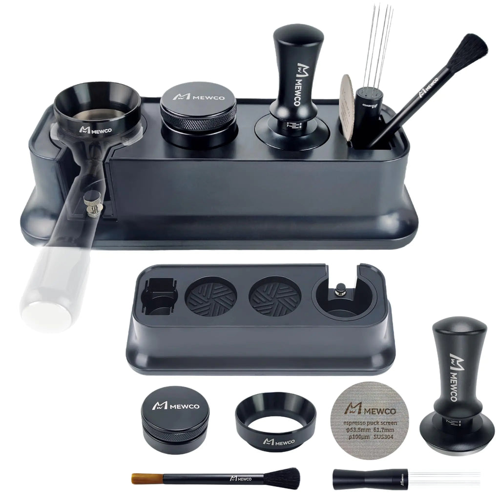 7 Pack Espresso Tamper Station&Coffee Distributor Tamper&Espresso WDT Stirrer&Coffee Tamping&Brush&Coffee Dosing Funnel&Espresso Puck Screen Espresso Accessories for Bar Home Office (54 mm)